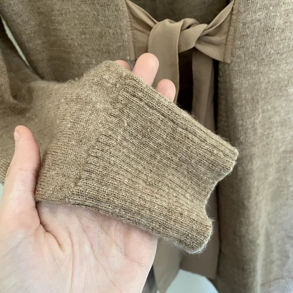 J.Crew sandy colored tan minimalist silk wool cardigan pullover comfort warm - Picture 5 of 6